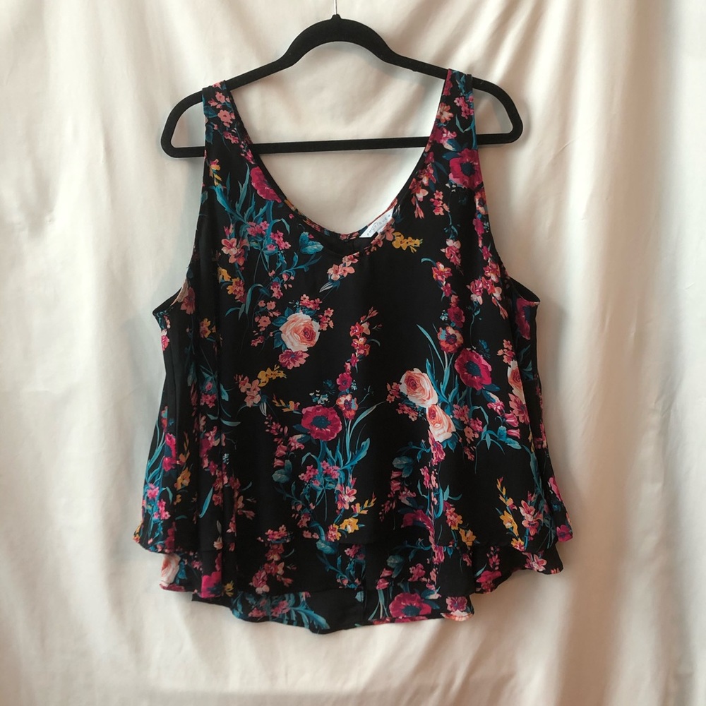 ♥️ Boutique Double Layer Ruffle Printed Tank